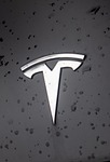 tesla, car wallpapers, car, logo, water, drops, silver, nature, hood, design
